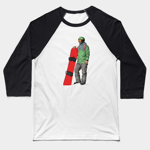 Snowboard Baseball T-Shirt by sibosssr